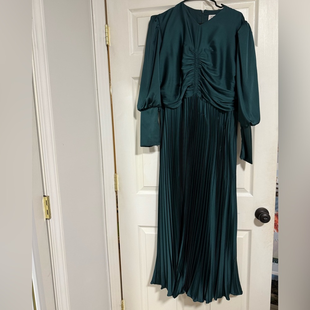 Bliss green pleated silk dress